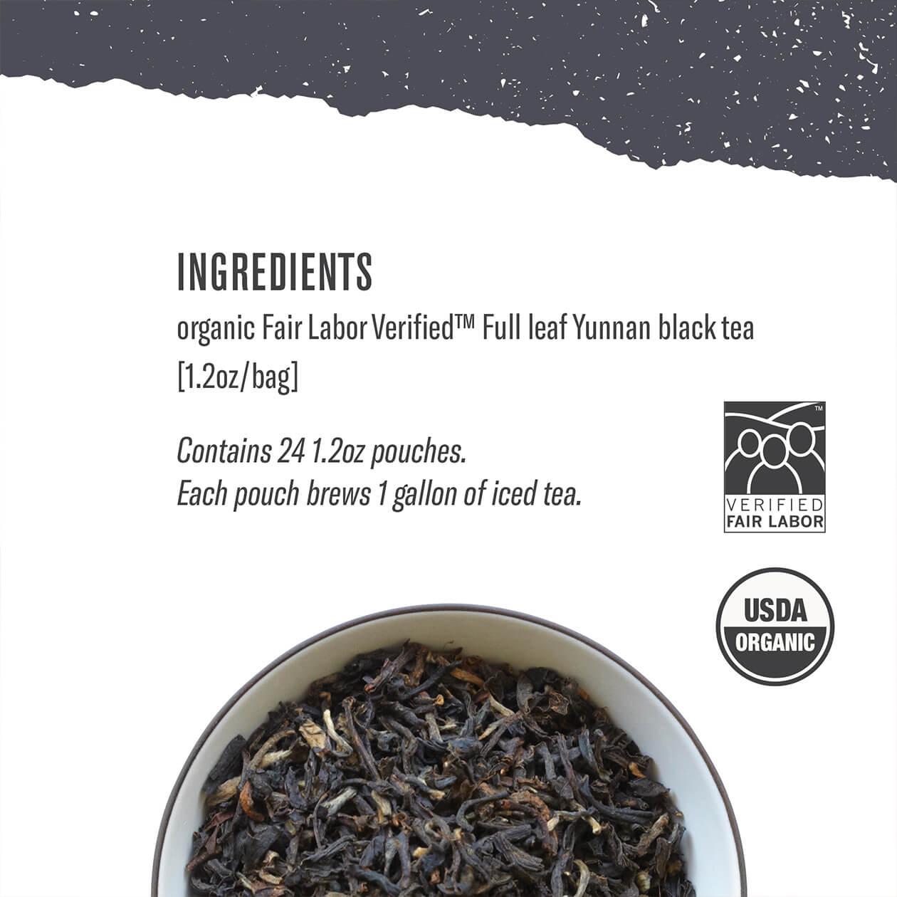 Classic Black Iced Tea Ingredients list and organic certification