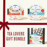 Numi tea gift bundle with self-care sampler, mood-boosting tea, and world of tea collection on a white background.