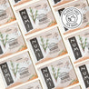 Pattern of Numi Rooibos tea bags with a plastic-free logo.